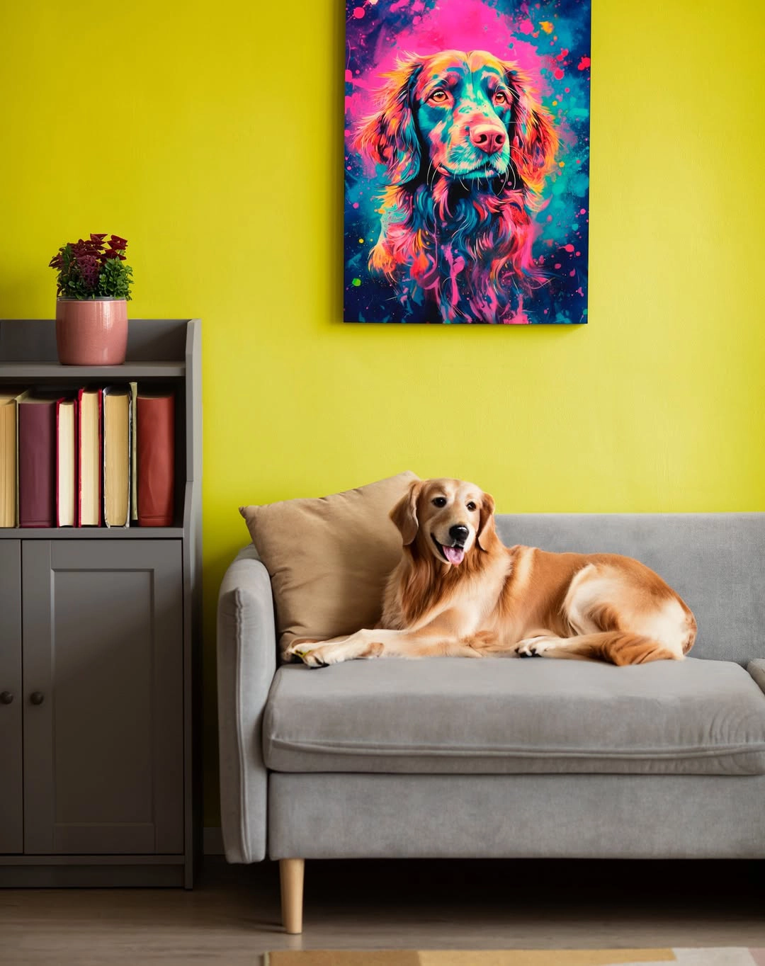 Retrato de perro con collage e ilustración y IA