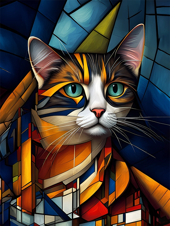 Pintura digital de un gato en estilo impresionista