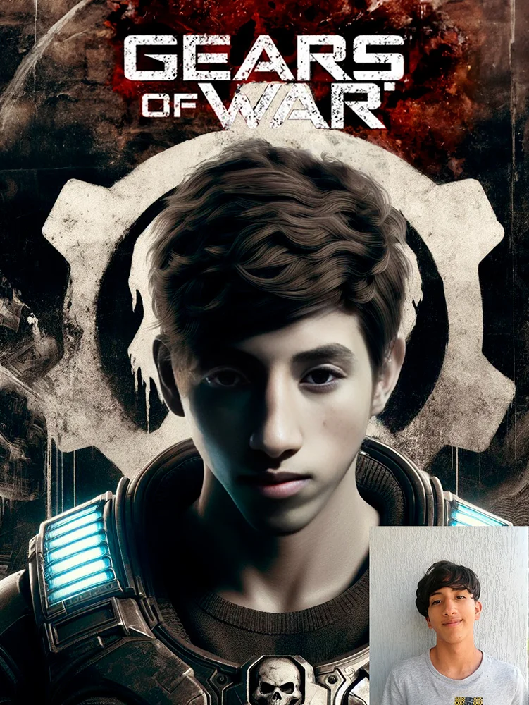 Retrato personalizado inspirado en el videojuego Gears of War
