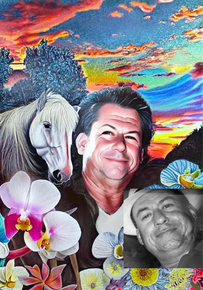 Homenaje a padre en ilustración y óleo digital